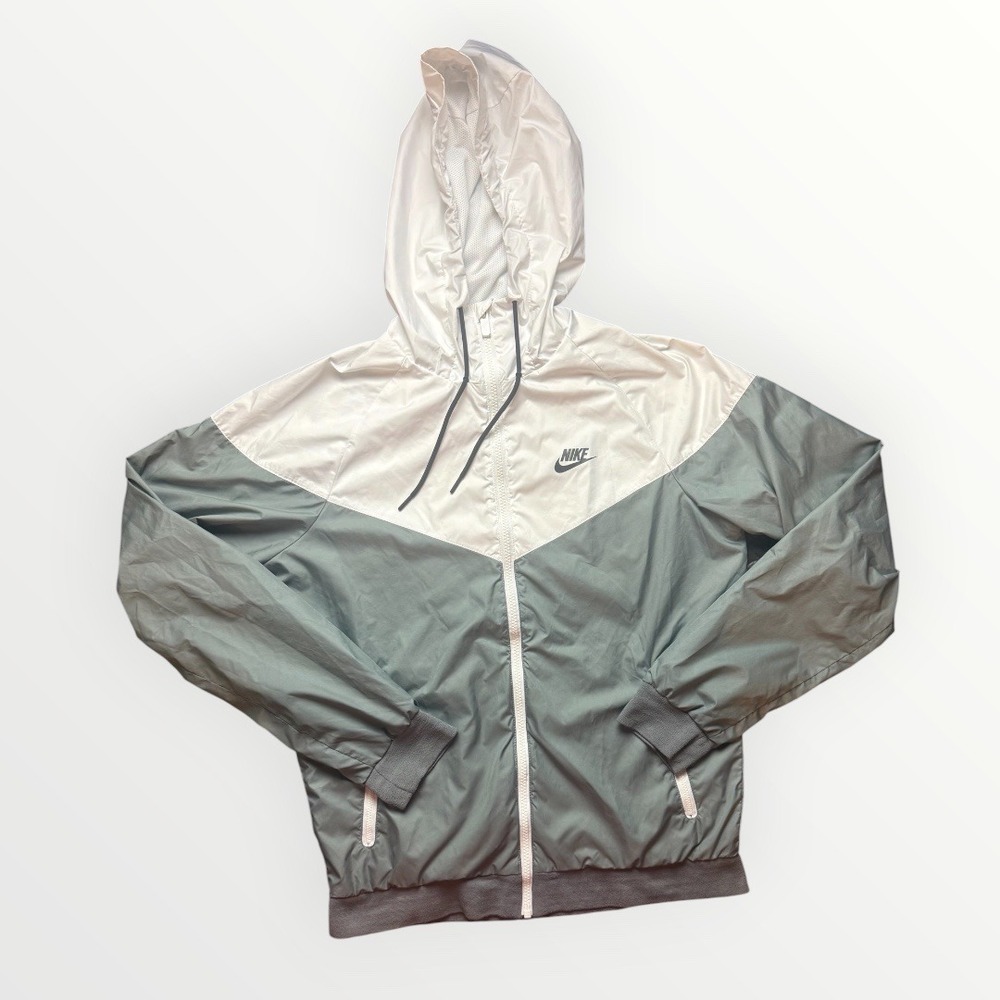 Nike Sportswear Windrunner Hooded Jacket White Sage Green Mens Small S Full Zip